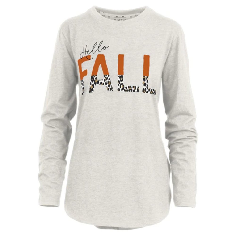 Hello Fall Leopard Mélange Long Sleeve Tee